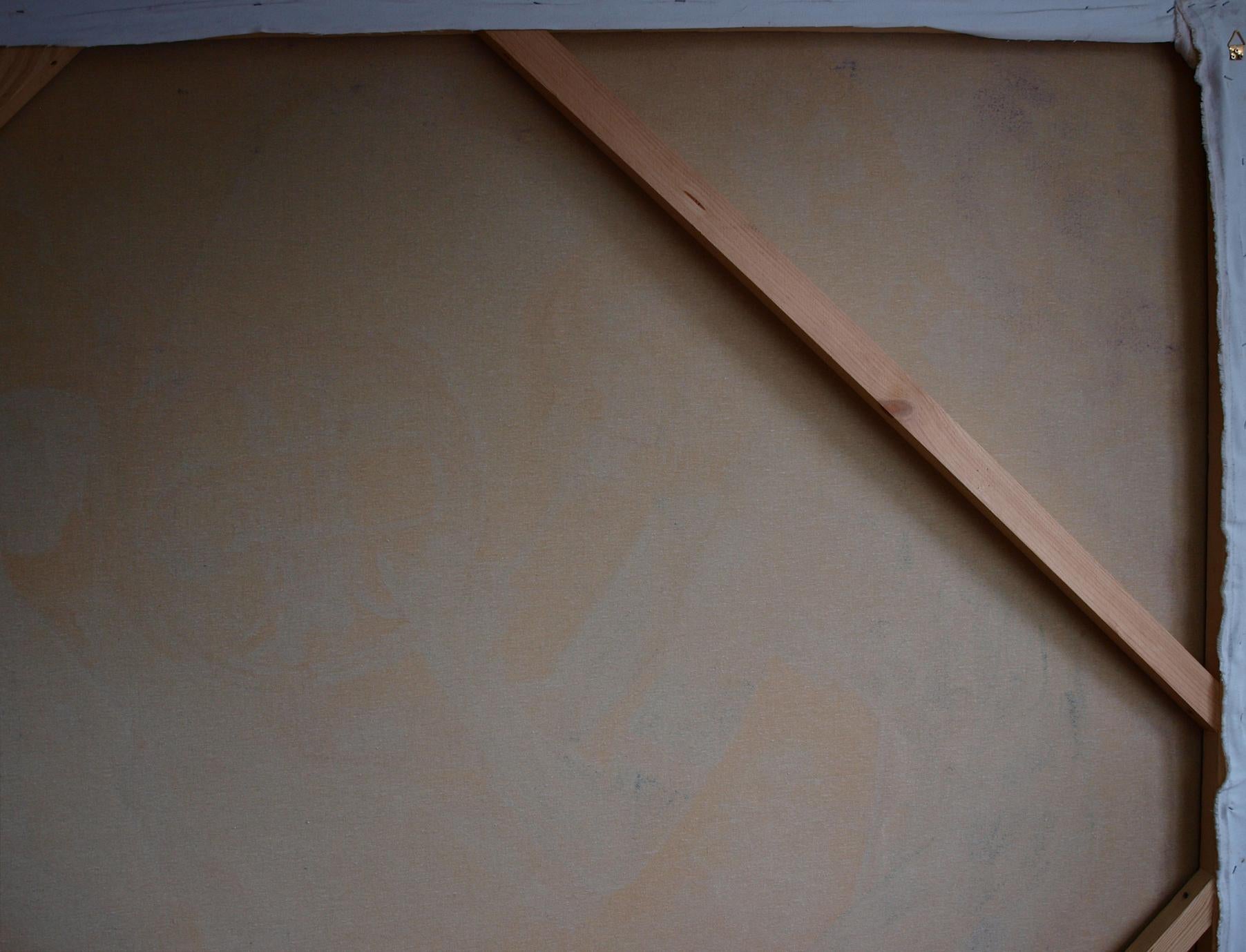 Back of Hiranyagarbha Konsta G. Amelinn oil painting on light wood stretcher bars