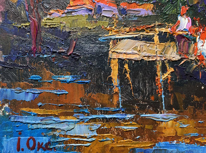 Oil painting Evening freshness by the river by Oksana Ivanyuk