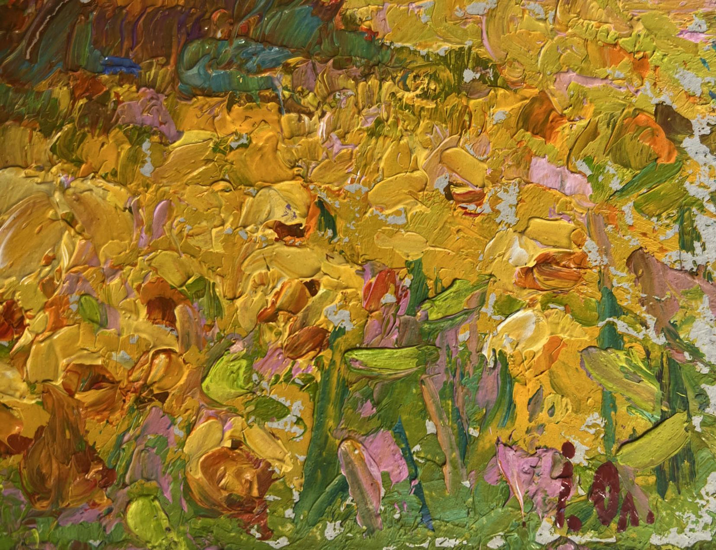Vibrant Oleksiy Ivanyuk oil painting of huge sunflower fields