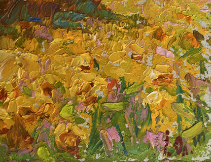 Vibrant Oleksiy Ivanyuk oil painting of huge sunflower fields