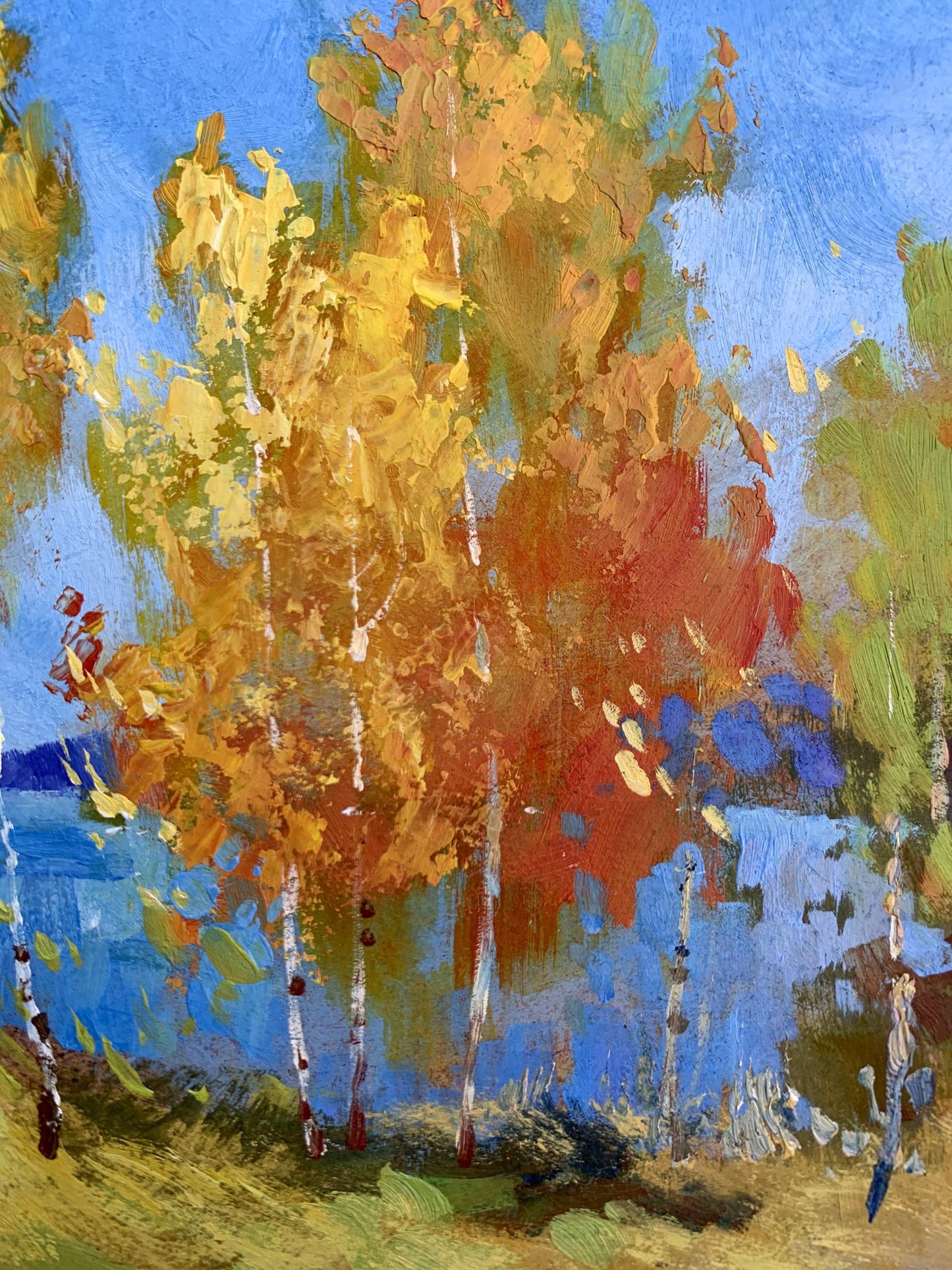 Vibrant impressionist oil painting Early autumn morning by Yuriy Suprunchuk