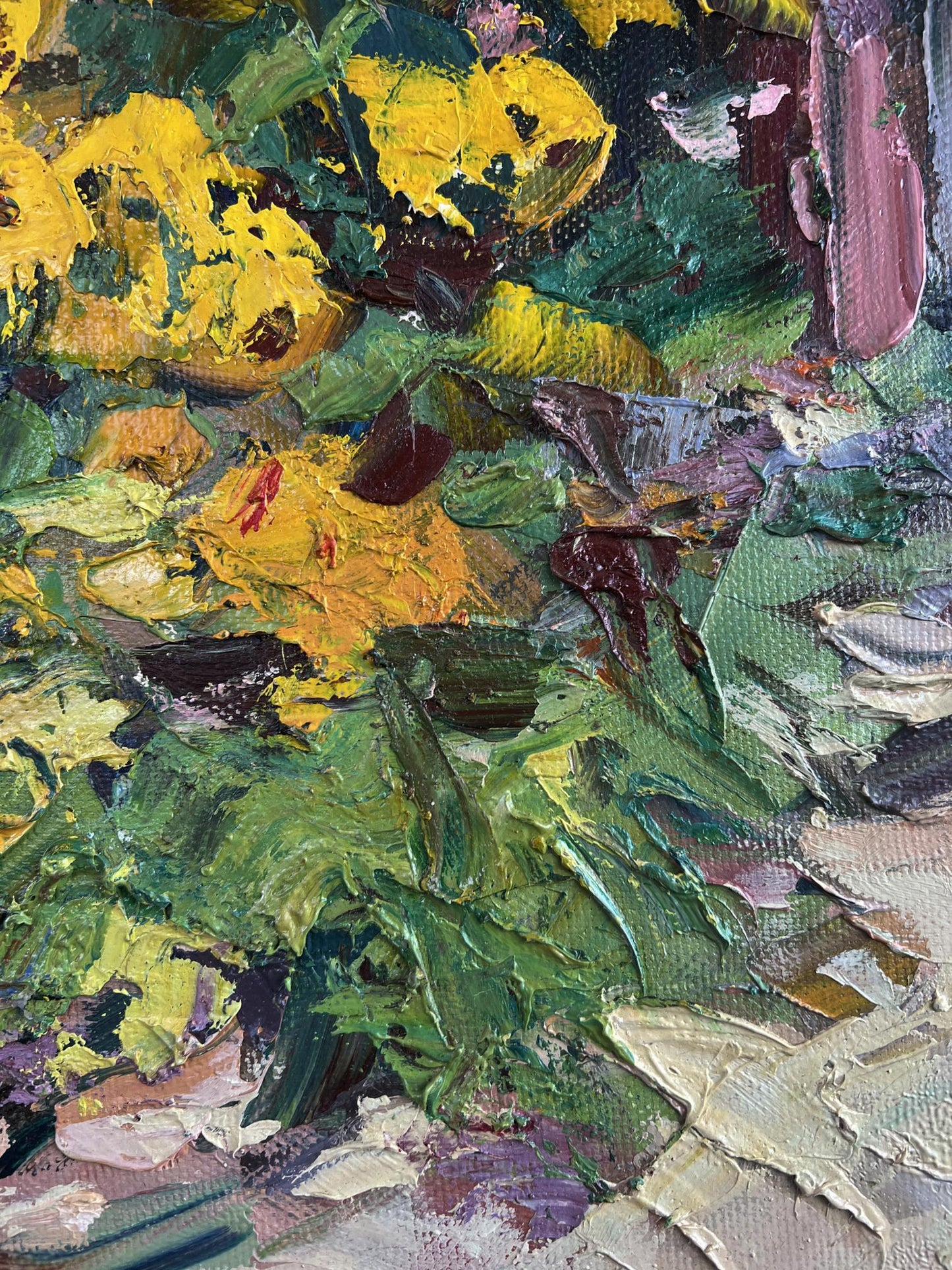 Oil painting Natures invitation by Alexander Cherednichenko, yellow green brushstrokes