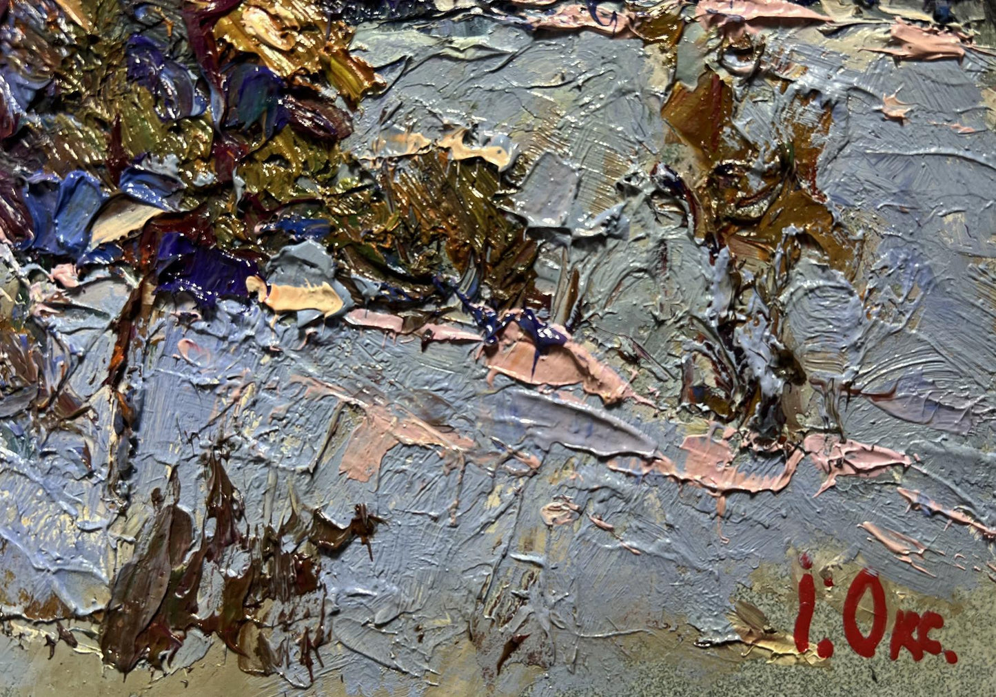 Textured impasto oil painting There is a moon in the field by Oksana Ivanyuk