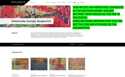 Oil painting Glade by Georgy Kolosovsky with bold reds, greens, yellows