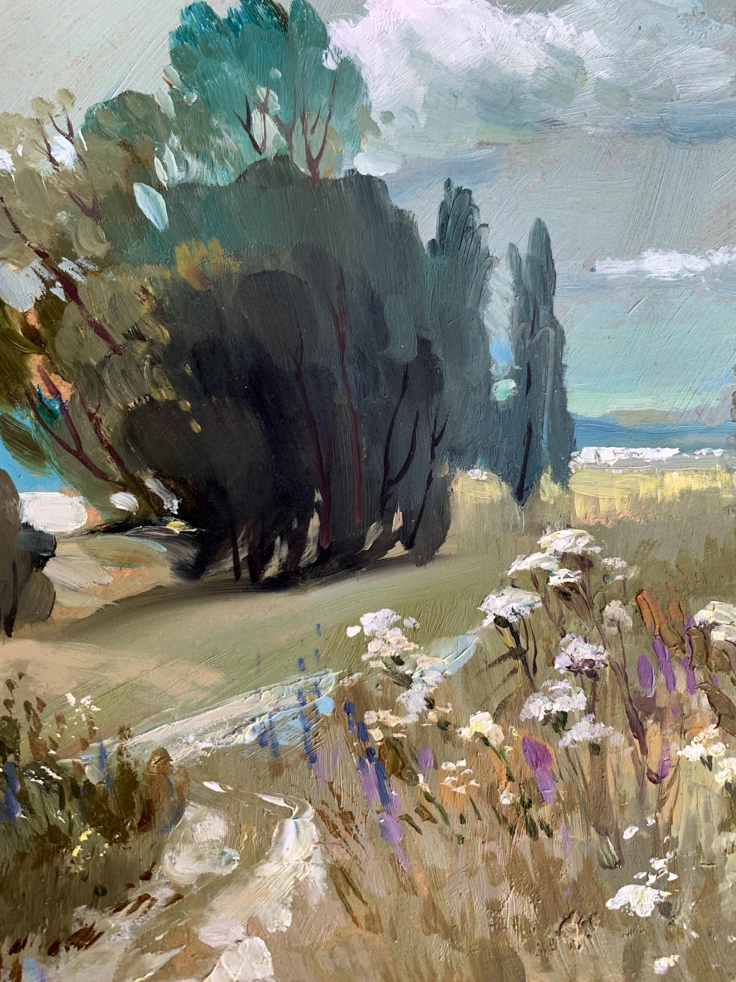 Textured oil painting of wildflower field by Yuriy Suprunchuk