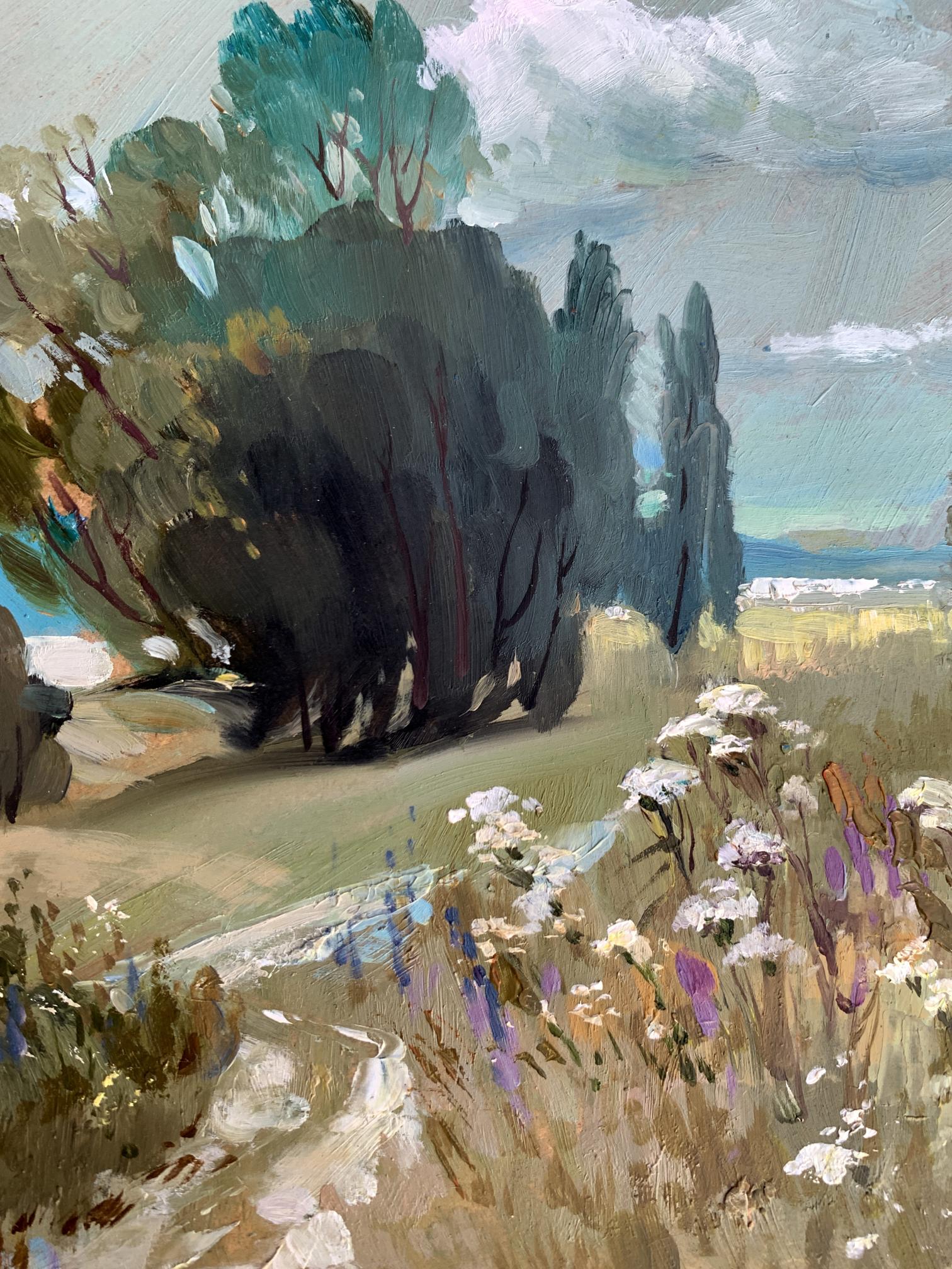 Textured oil painting of wildflower field by Yuriy Suprunchuk
