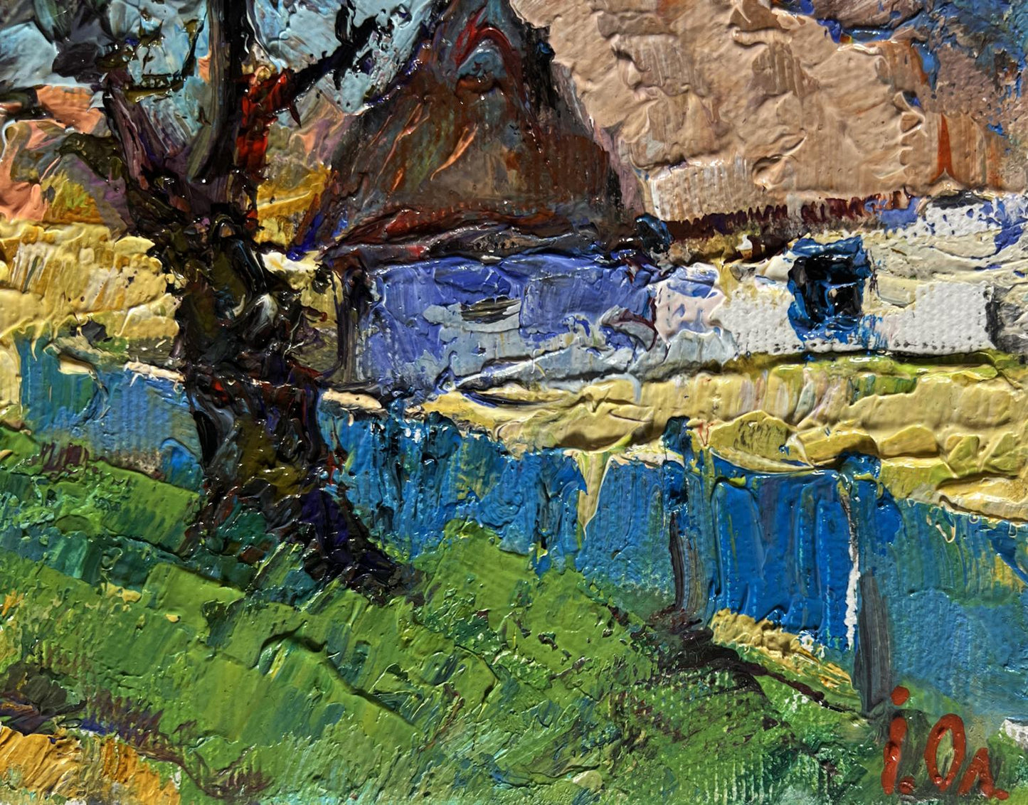 Oil painting Country summer morning by Oleksiy Ivanyuk with tree and hills