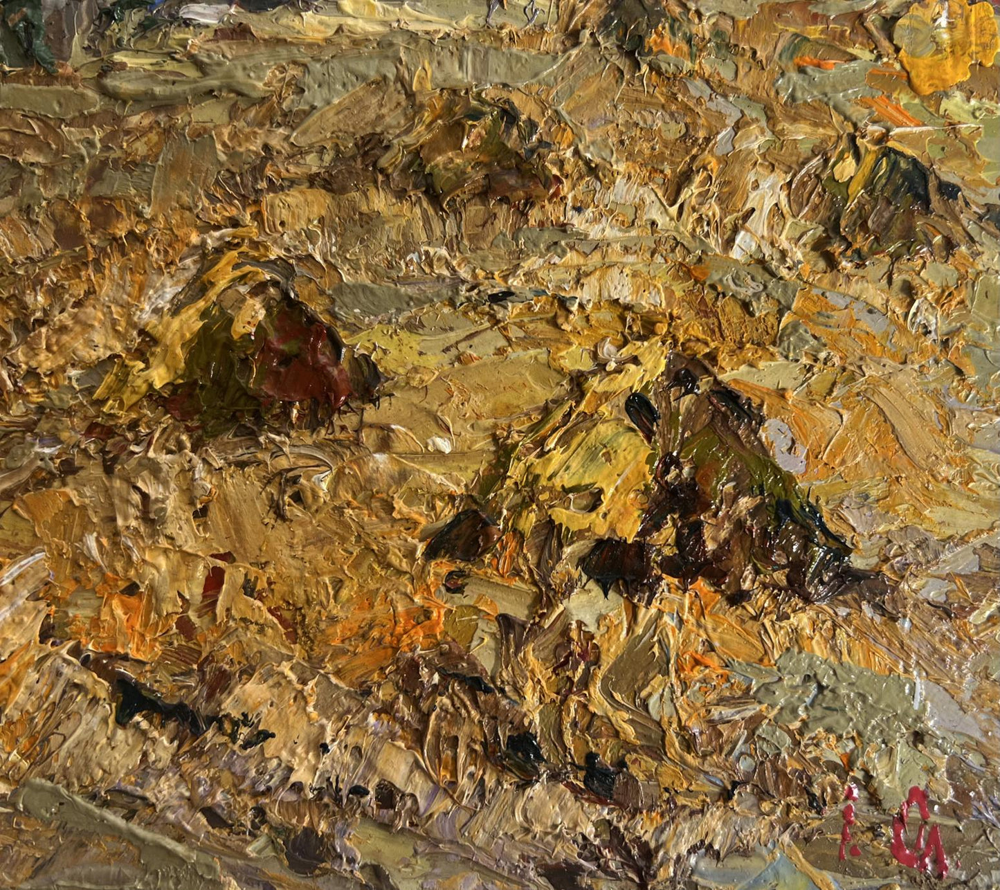 Oil painting After working in the field by Oleksiy Ivanyuk impasto earthy tones