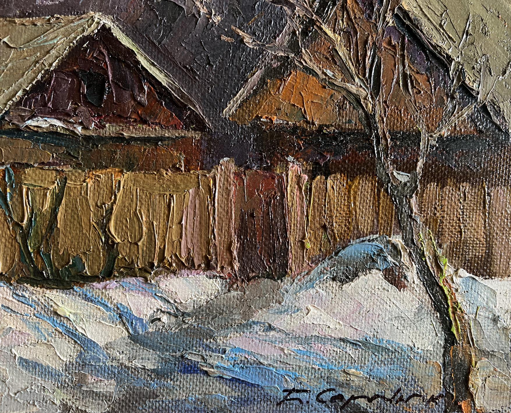 Oil painting A cold December day by Boris Serdyuk winter scene