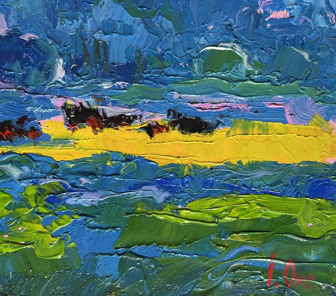Vibrant impressionist oil painting Spring Meadows by Oksana Ivanyuk