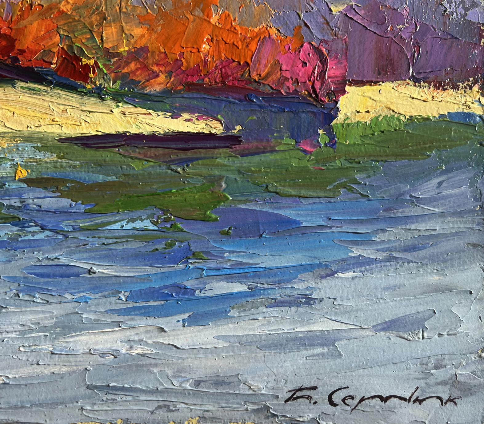Vibrant impressionist oil painting Relaxing on a boat by Boris Serdyuk