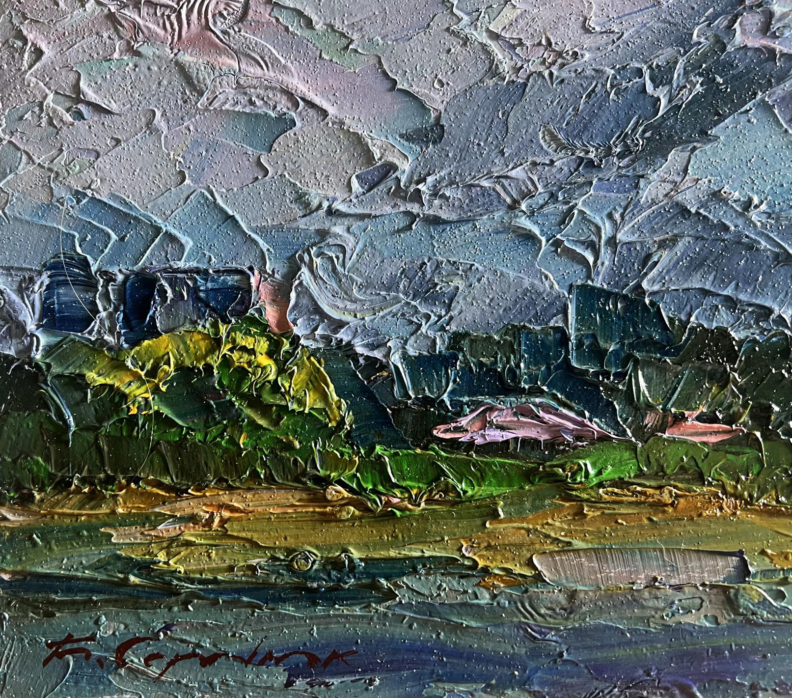 Oil painting Before the Rain by Boris Serdyuk, textured impasto landscape