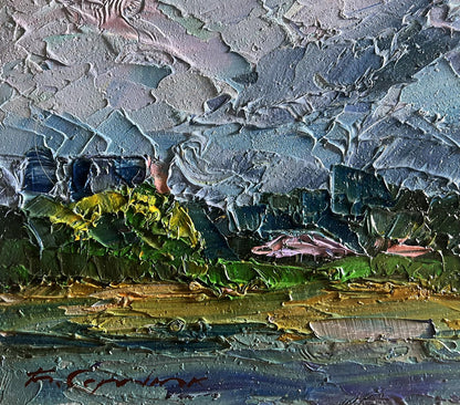 Oil painting Before the Rain by Boris Serdyuk, textured impasto landscape