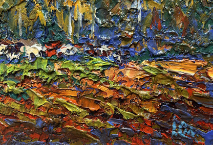 Vibrant impasto oil painting of autumn yellow forest by Oleksiy Ivanyuk