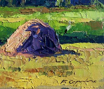 Impasto oil painting The storks have arrived by Boris Serdyuk purple rock formation