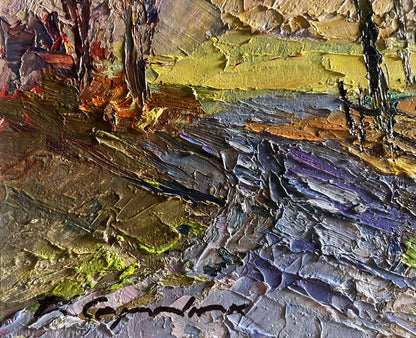Oil painting March days in the field by Boris Serdyuk impasto textured