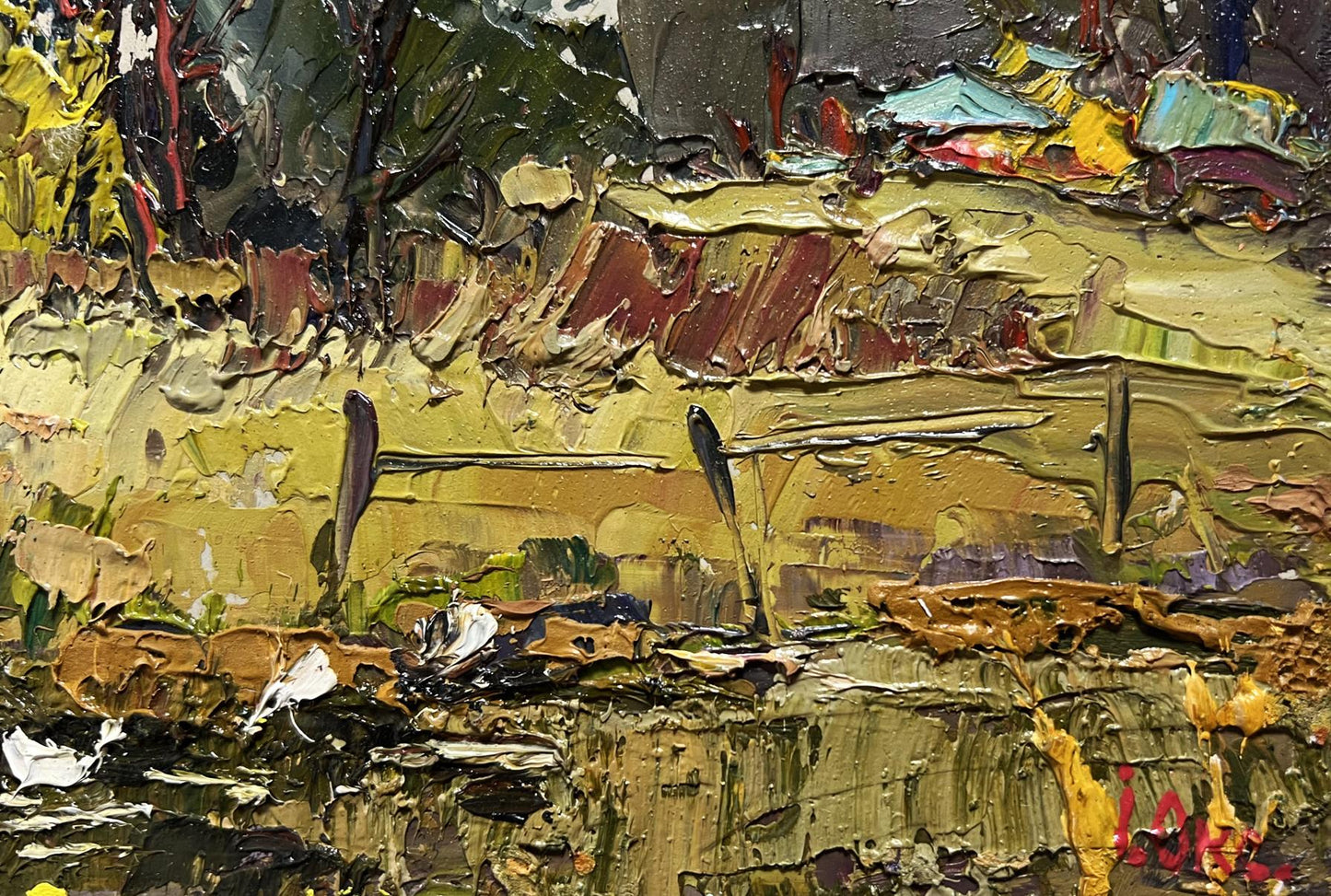Impasto textured oil painting Ducks in the lake by Oksana Ivanyuk
