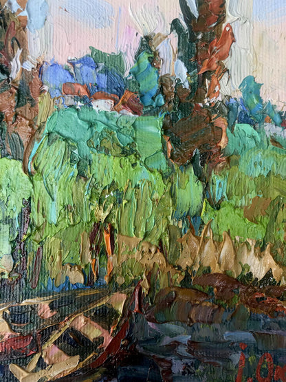 Oil painting by Oksana Ivanyuk: "Reflections in the Backwater"