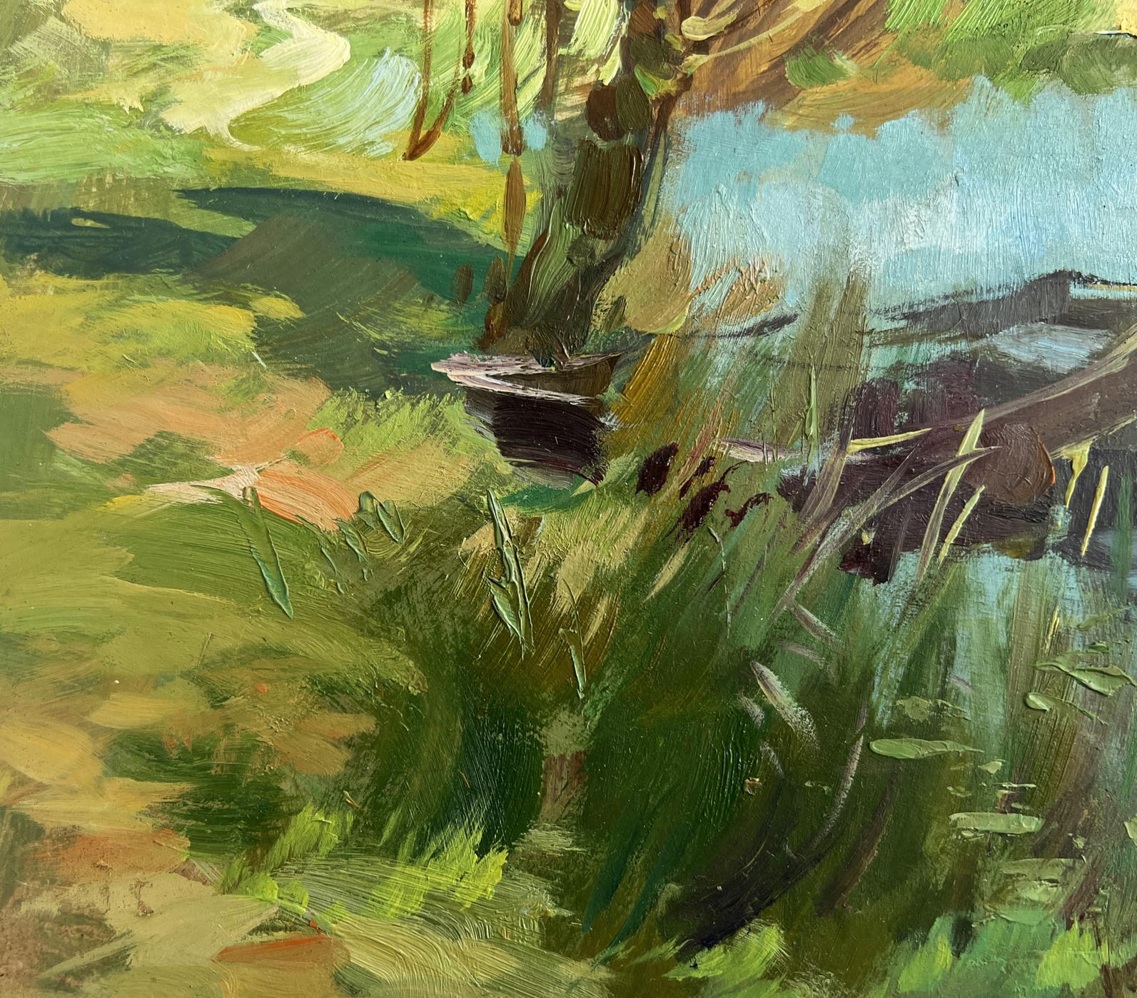 Vibrant impressionist oil painting of secluded nature spot by Yuriy Suprunchuk