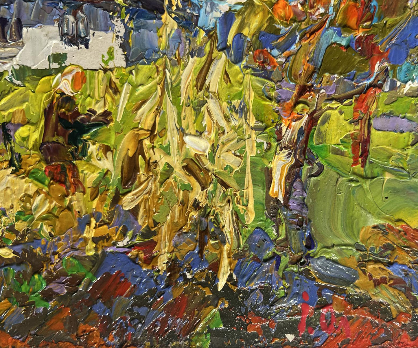 Vibrant impressionist oil painting Autumn gardening time by Oleksiy Ivanyuk