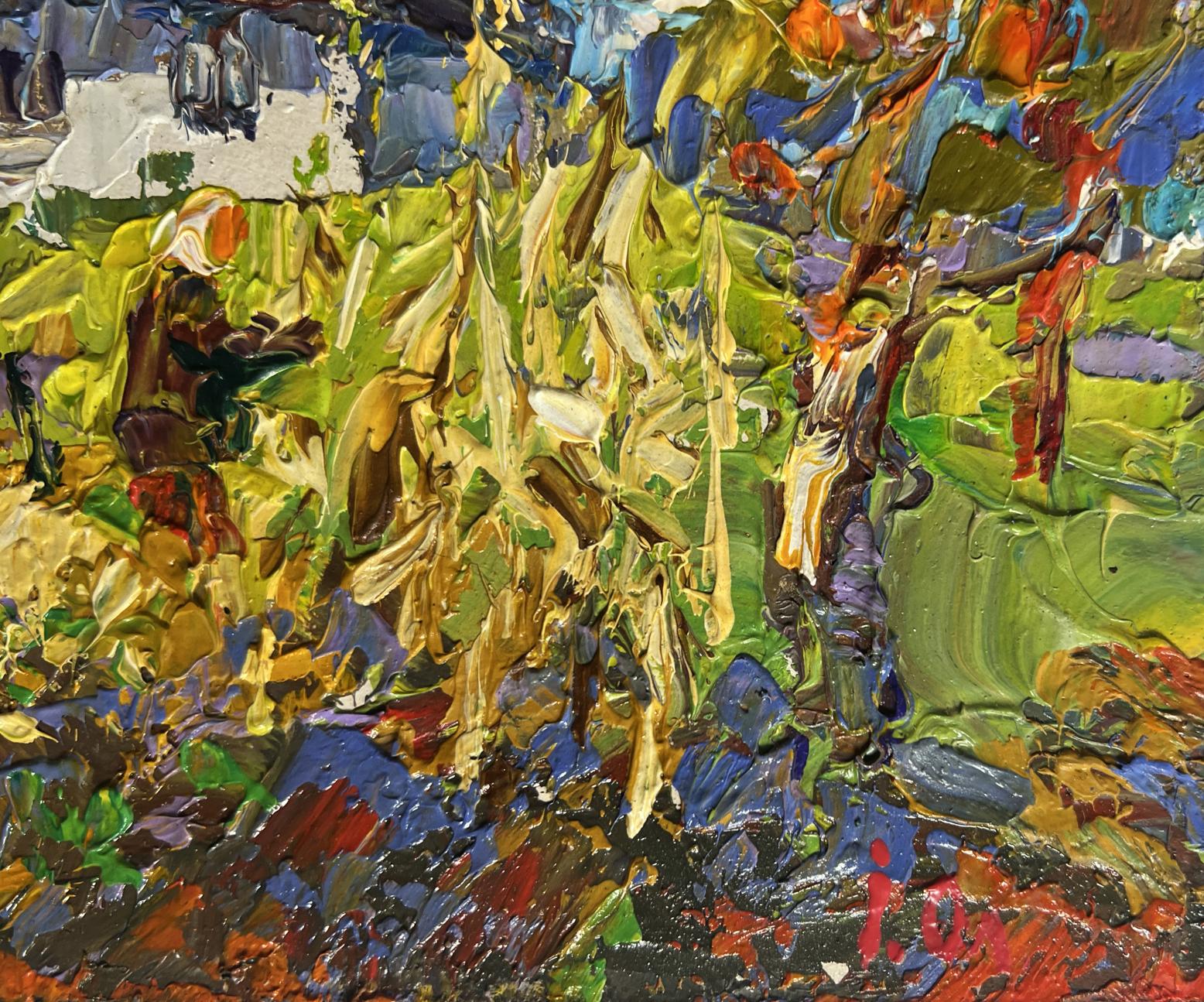 Vibrant impressionist oil painting Autumn gardening time by Oleksiy Ivanyuk