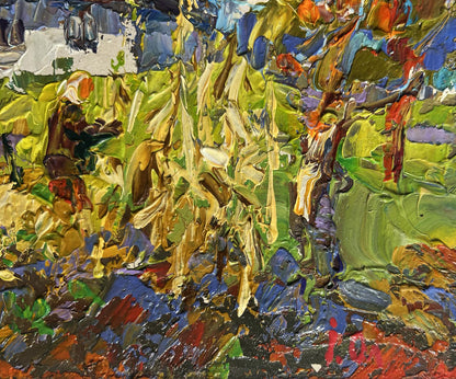 Vibrant impressionist oil painting Autumn gardening time by Oleksiy Ivanyuk