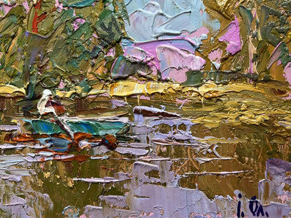 Vibrant impressionist oil painting Relaxation on a summer river by Oleksiy Ivanyuk