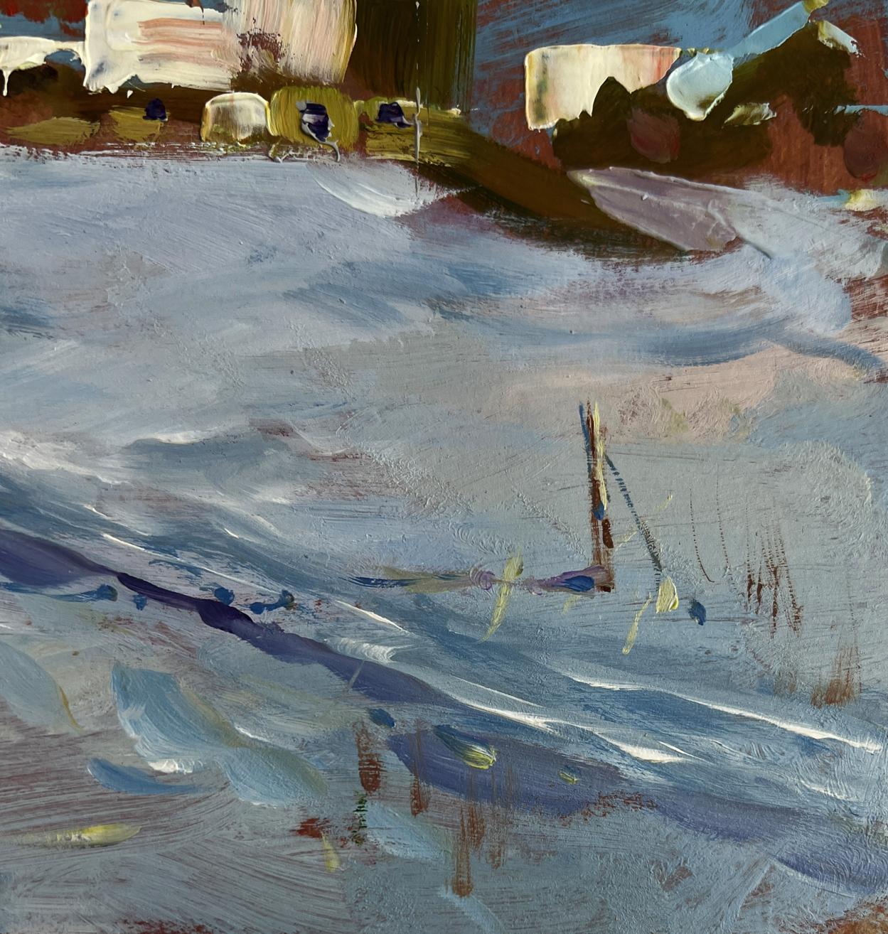 Abstract oil painting Winter path leading home by Yuriy Suprunchuk