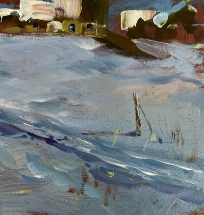 Abstract oil painting Winter path leading home by Yuriy Suprunchuk
