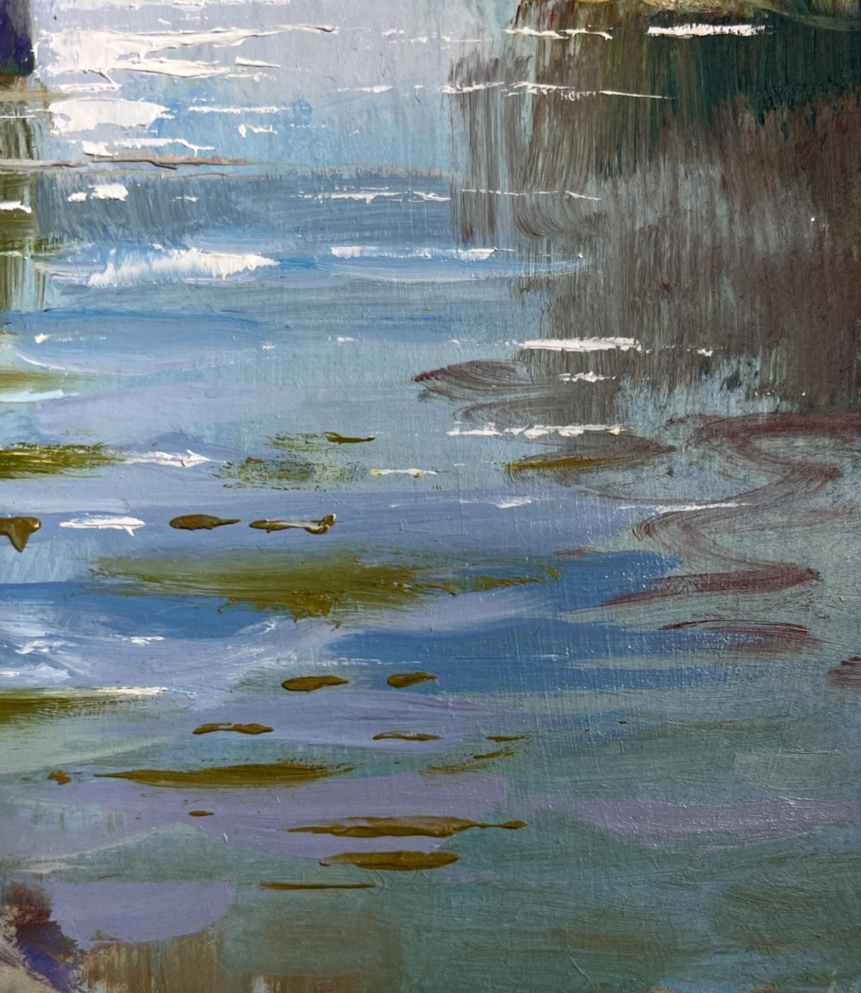Impressionistic oil painting Walk along the river by Yuriy Suprunchuk