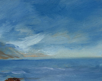 Serene impressionist oil painting of sea waves on shore by Yuriy Suprunchuk