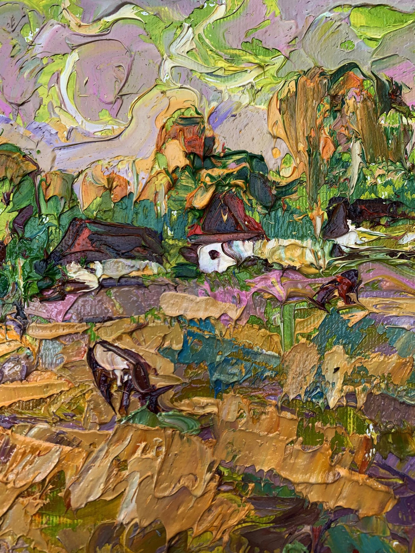 Oil painting The cows are grazing by Ivanyuk Oleksiy impasto landscape
