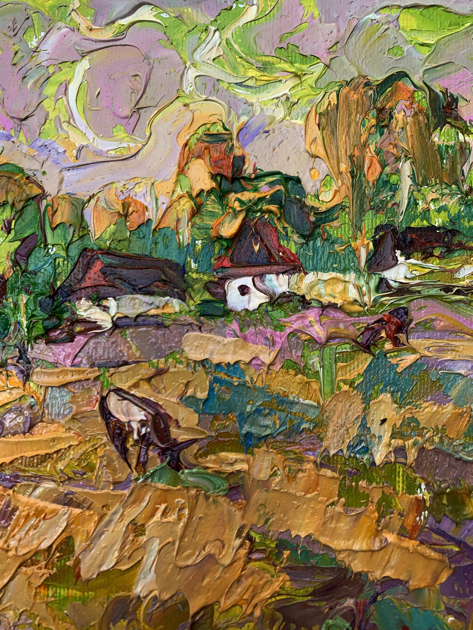 Oil painting The cows are grazing by Ivanyuk Oleksiy impasto landscape