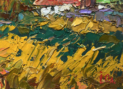 Oil painting Evening is coming in the village by Oleksiy Ivanyuk vibrant abstract