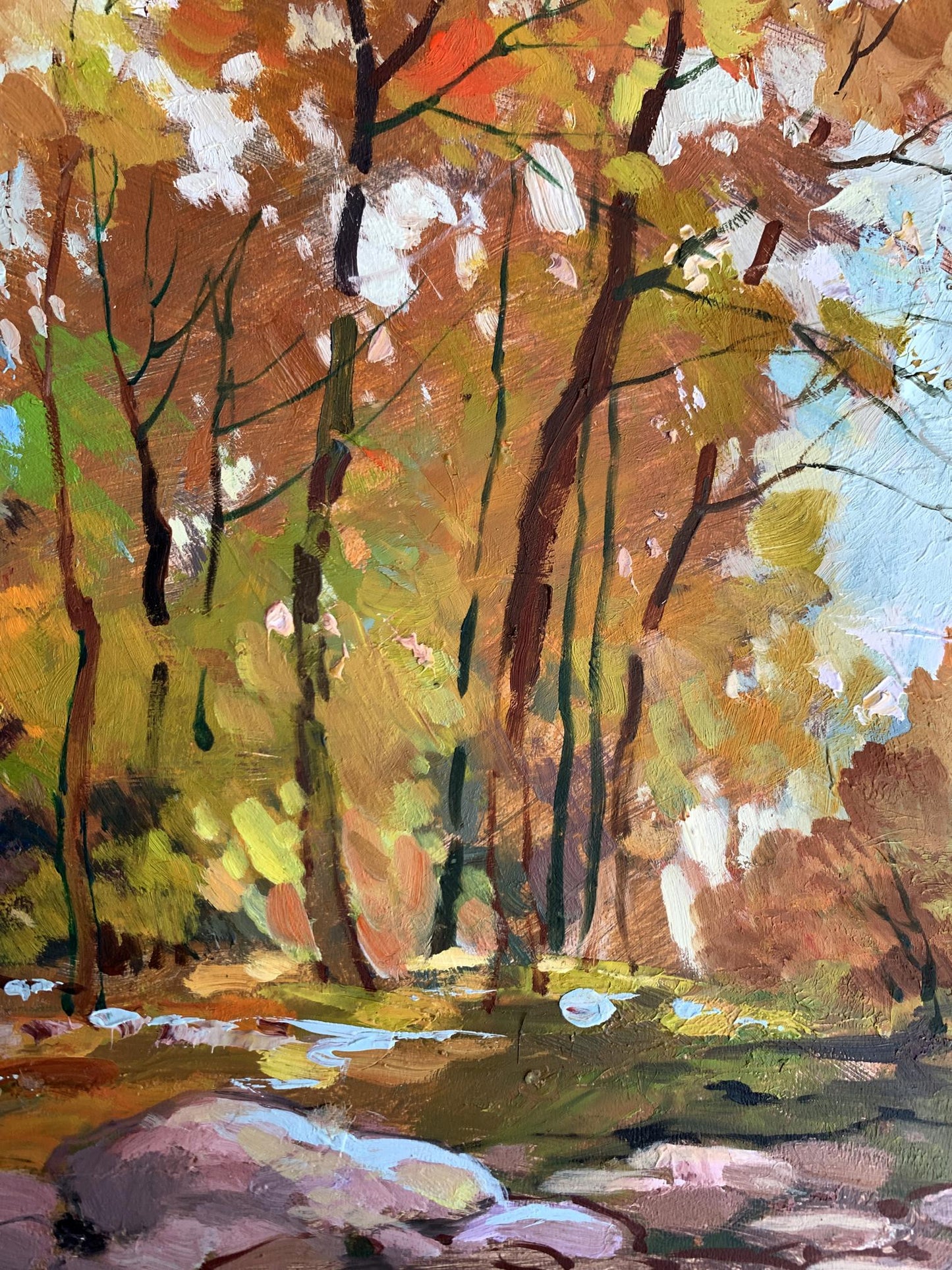 Autumn forest oil painting Fallen leaves by Yuriy Suprunchuk