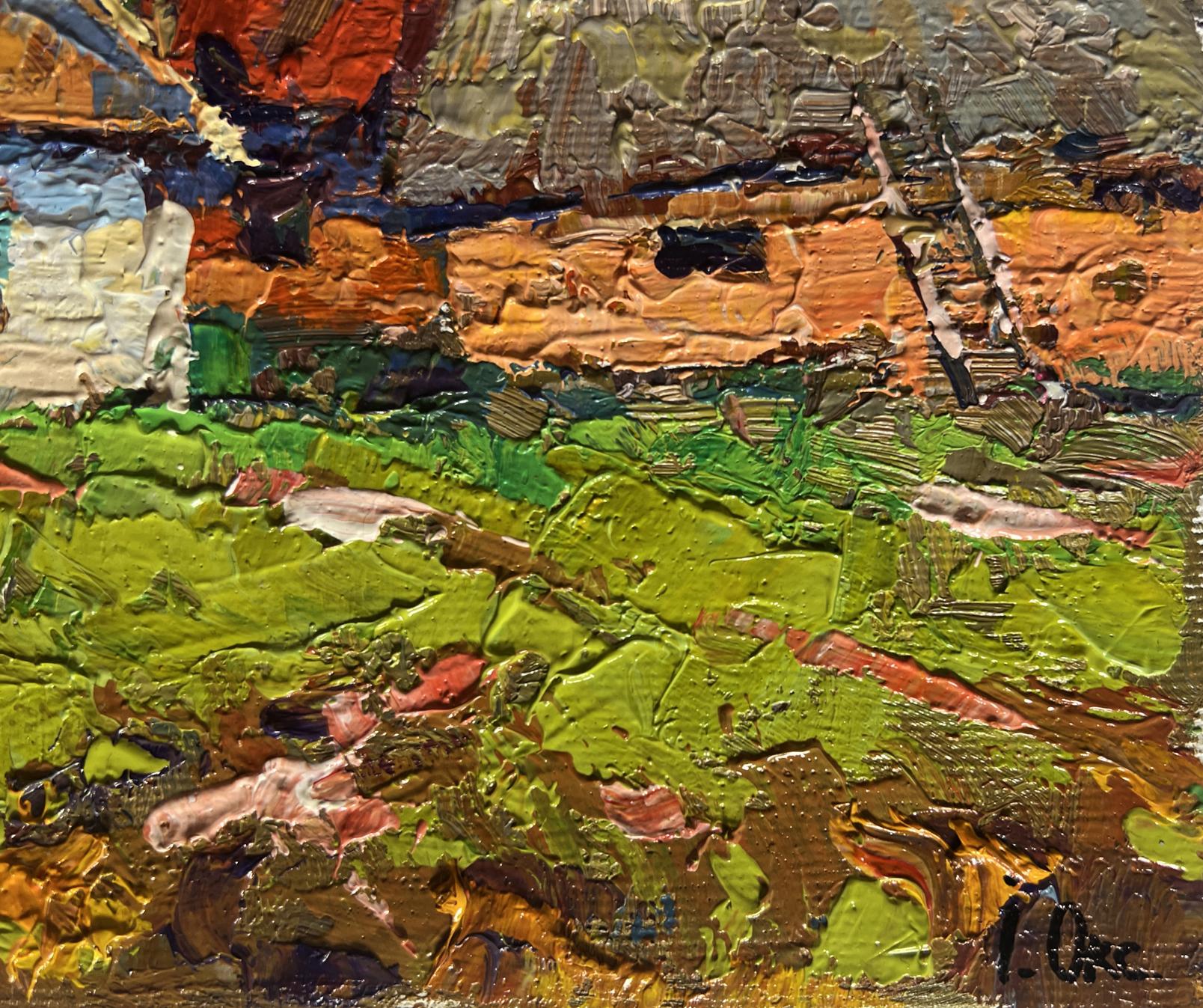 Oil painting Sunny day in the village by Oksana Ivanyuk textured landscape