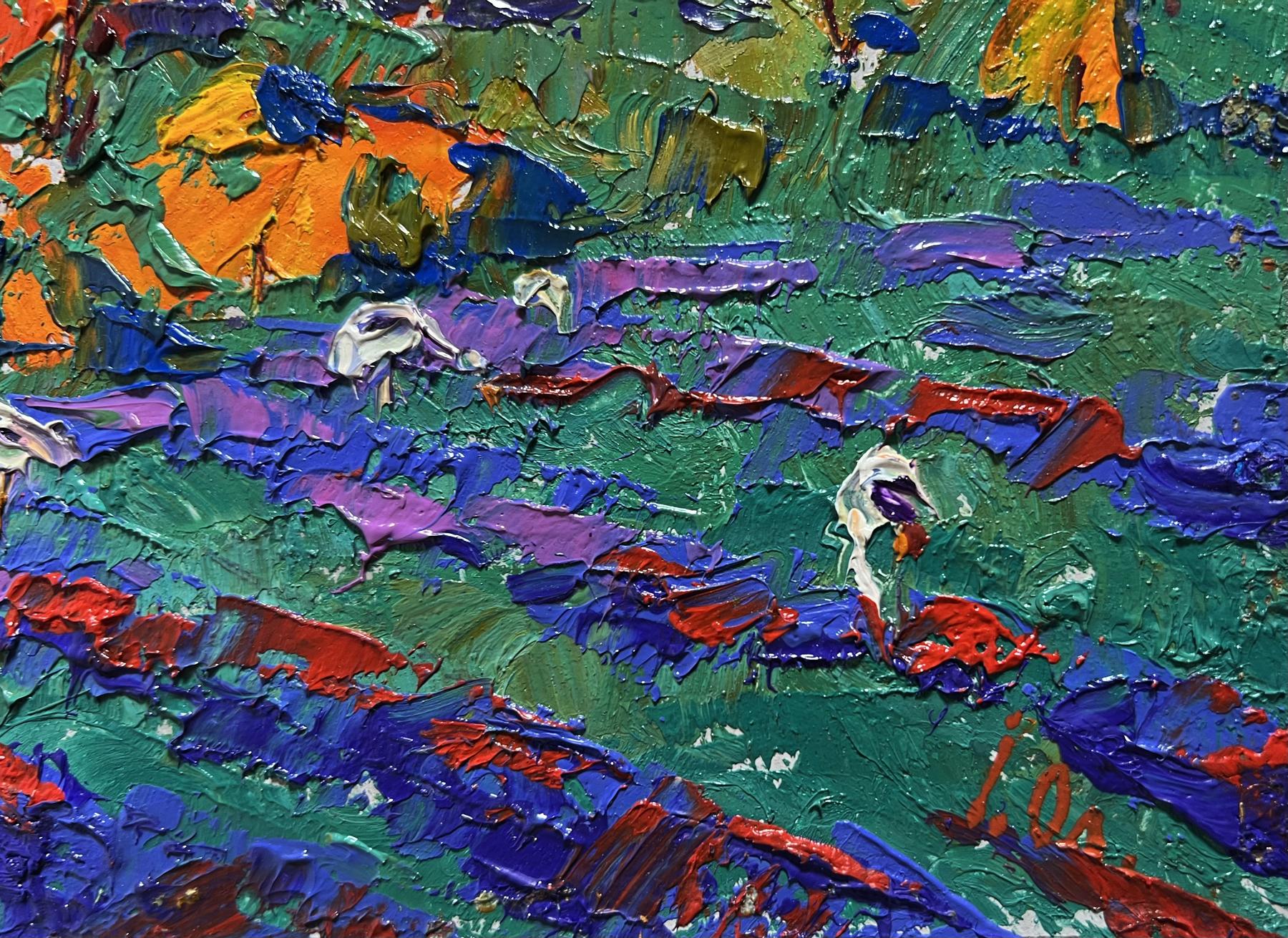 Vibrant impressionist oil painting Crimson evening in the field by Oleksiy Ivanyuk