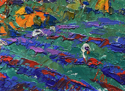 Vibrant impressionist oil painting Crimson evening in the field by Oleksiy Ivanyuk