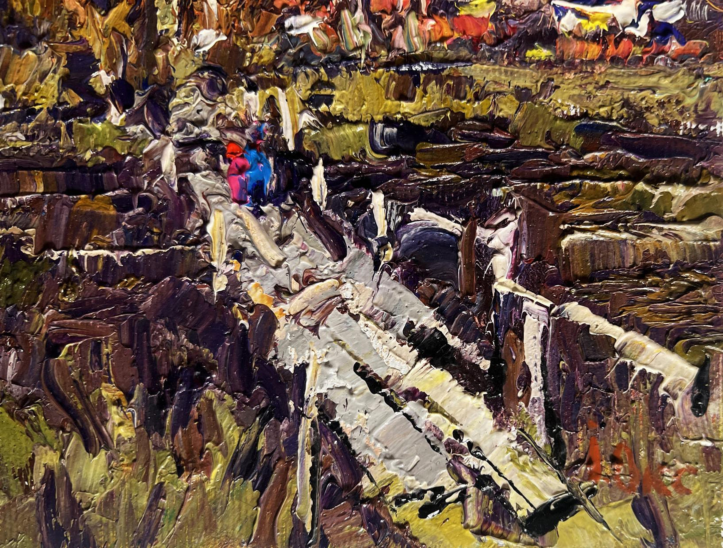 Vibrant impressionist oil painting To the Other Side of the River by Oksana Ivanyuk