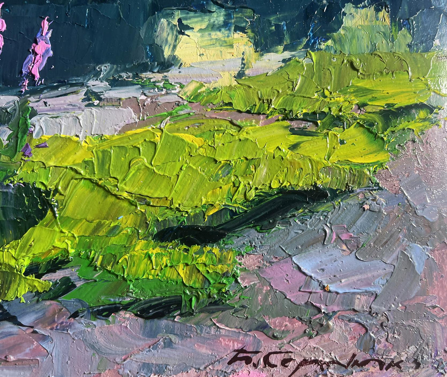 Vibrant impressionist oil painting Near the summer river by Boris Serdyuk