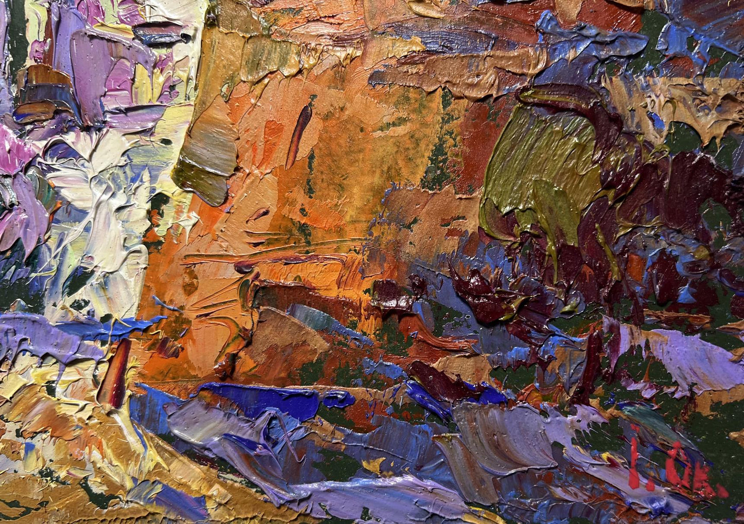 Vibrant impasto oil painting of Round tower of the old fortress by Oleksiy Ivanyuk