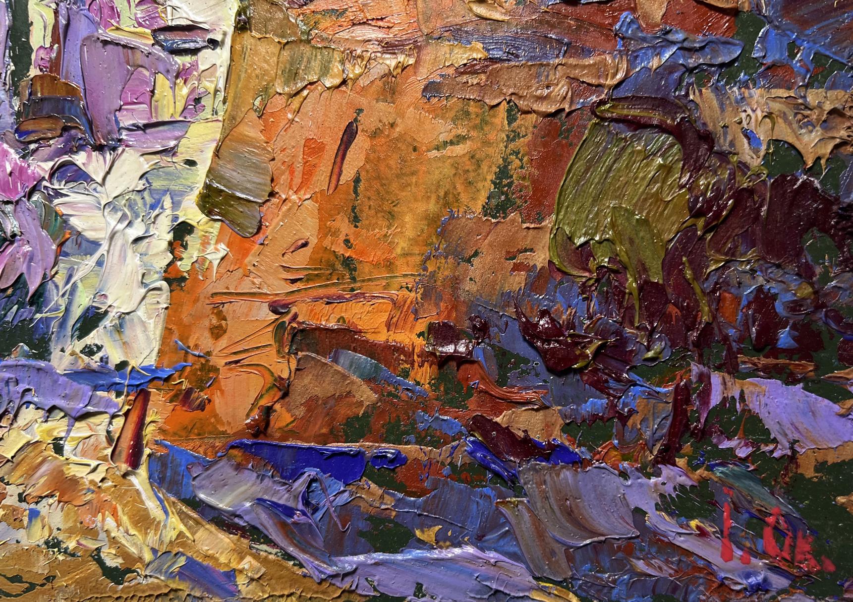 Vibrant impasto oil painting of Round tower of the old fortress by Oleksiy Ivanyuk