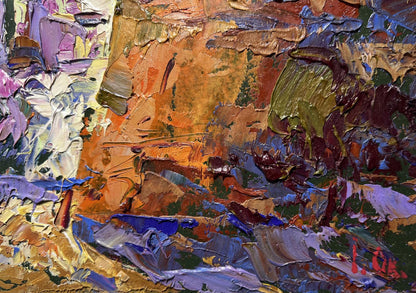 Vibrant impasto oil painting of Round tower of the old fortress by Oleksiy Ivanyuk