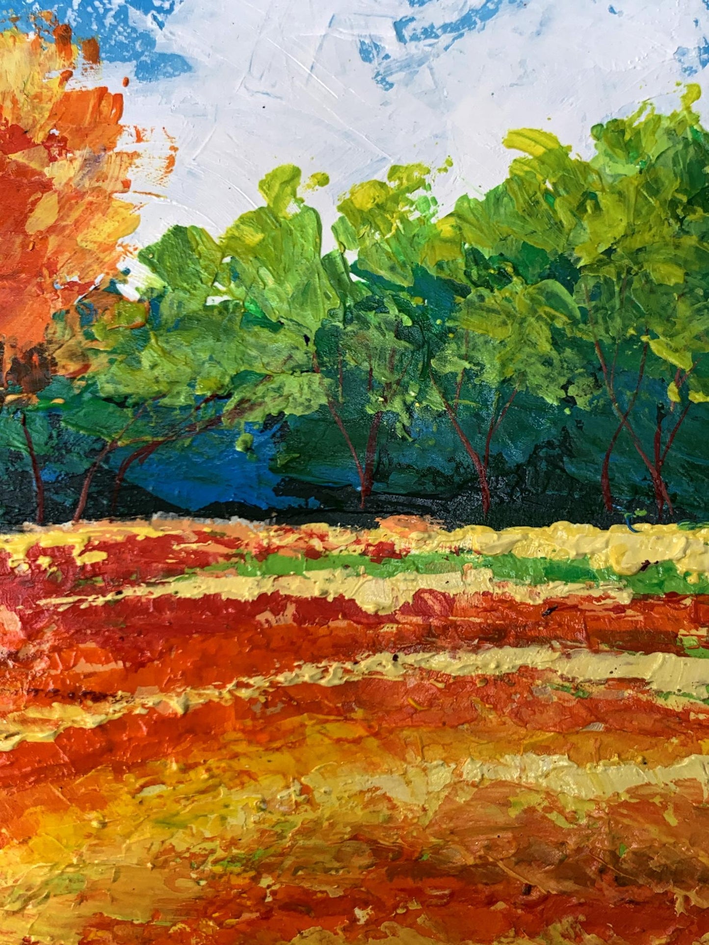 Vibrant oil painting of orange tree by V. Zadorozhnya with autumnal brushstrokes