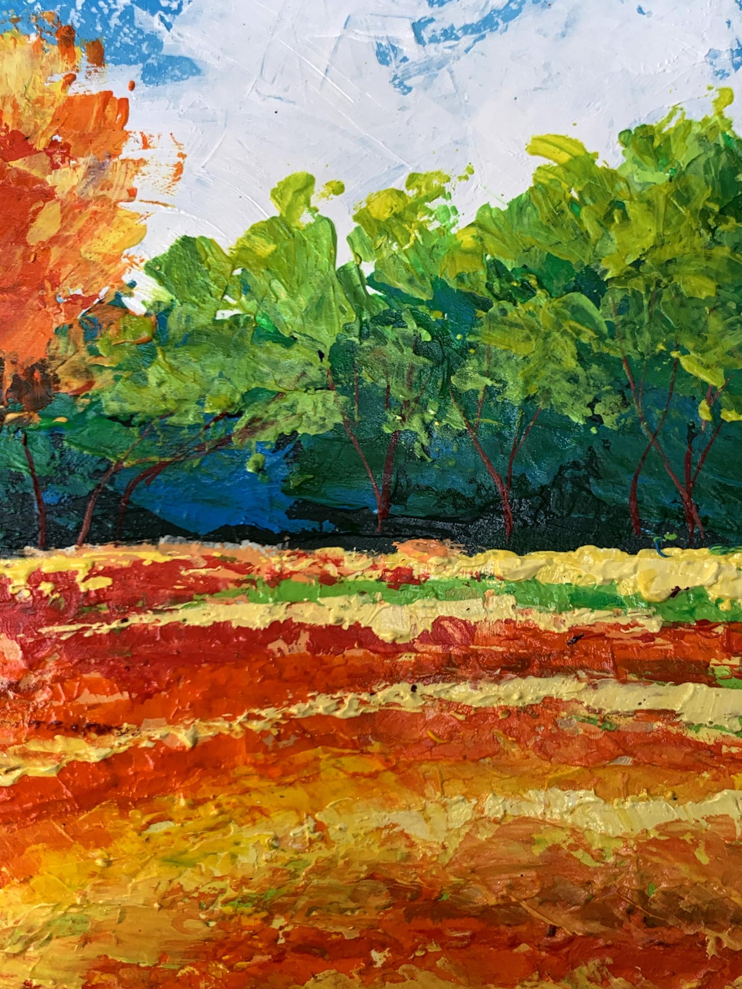 Vibrant oil painting of orange tree by V. Zadorozhnya with autumnal brushstrokes