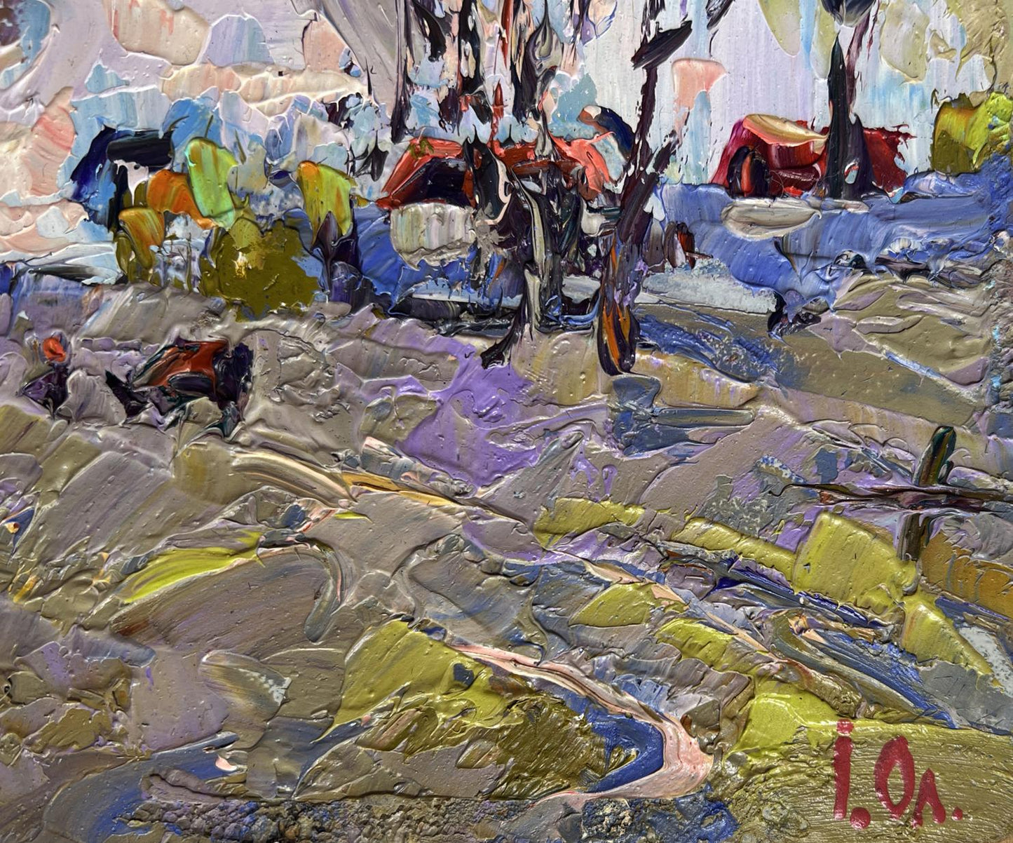 Oil painting Far from the village by Oleksiy Ivanyuk vibrant landscape