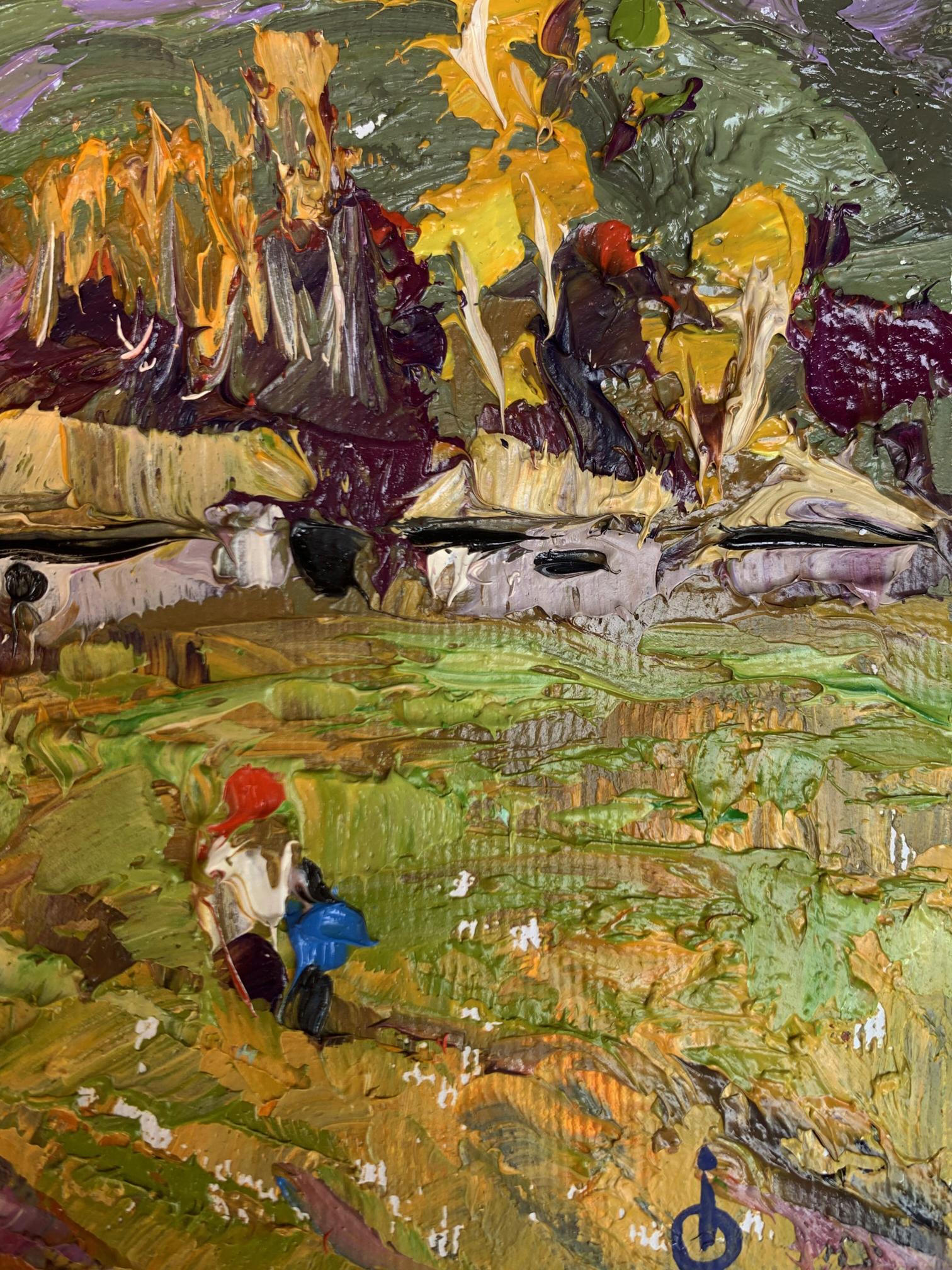 Impasto textured landscape oil painting It was raining by Oksana Ivanyuk