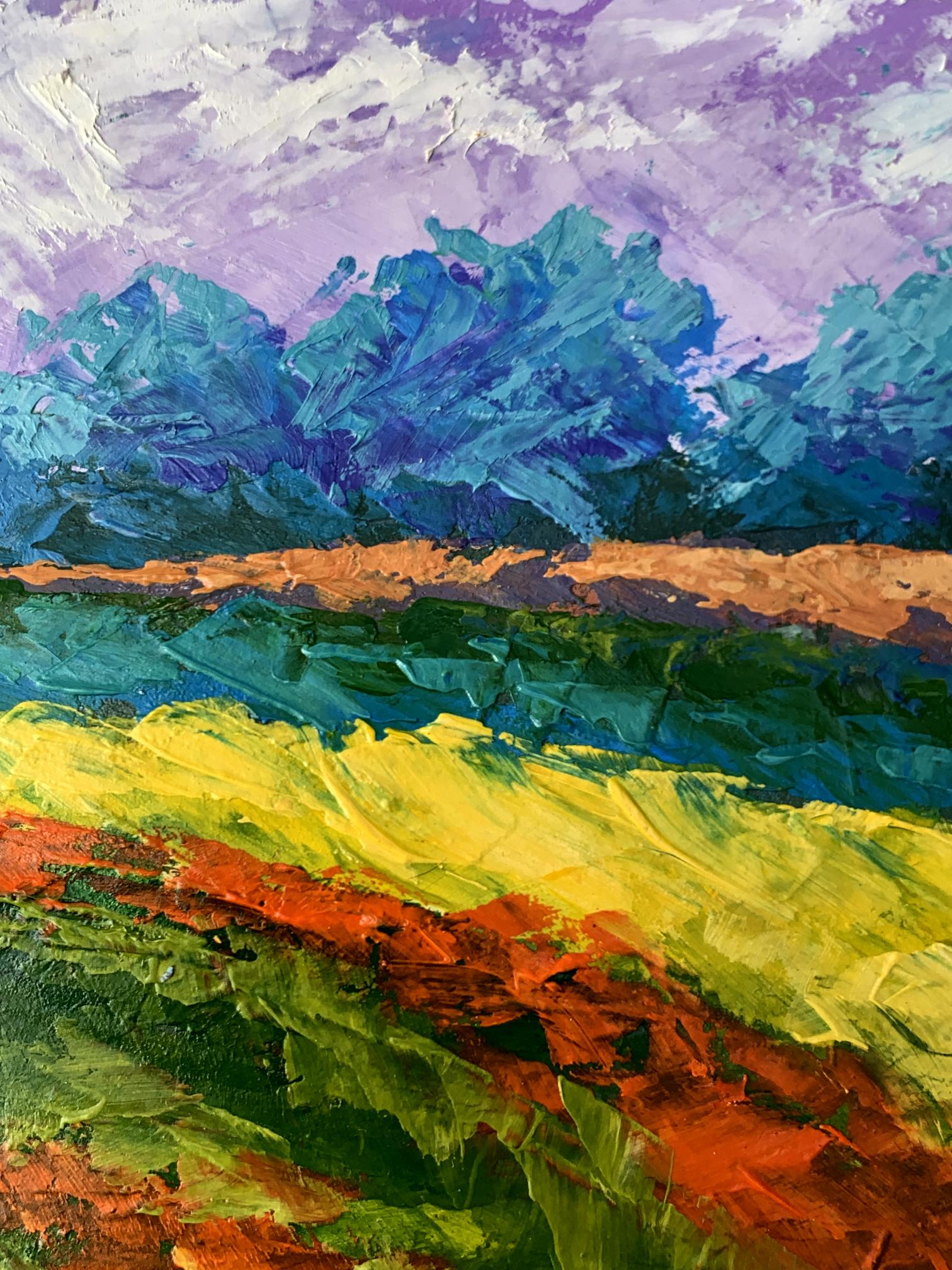 Vibrant impressionist oil painting of cloudy sunny day by V. Zadorozhnya