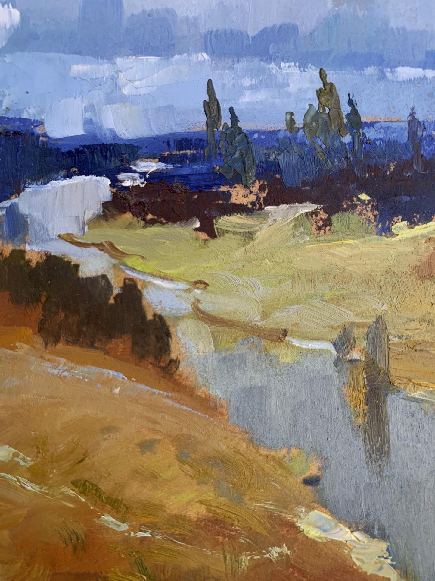 Textured impressionist oil painting The river flows into the distance by Yuriy Suprunchuk