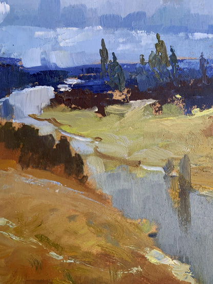 Textured impressionist oil painting The river flows into the distance by Yuriy Suprunchuk